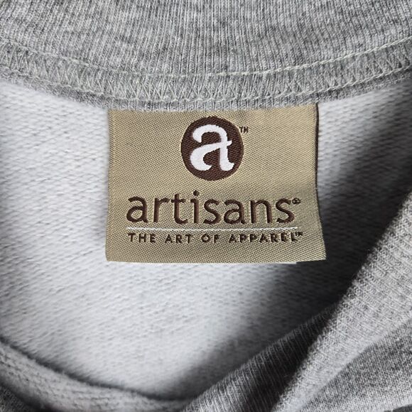 Vtg Artisans Kittens Mittens Pockets Sweatshirt Girls Sz L Gray Winter Snowflake - Picture 3 of 5